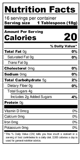 Nutrition label for Spiced Apple Butter by Friends Drift Inn
