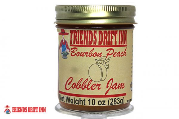 Jar Bourbon Peach Cobbler Jam made by Friends Drift Inn