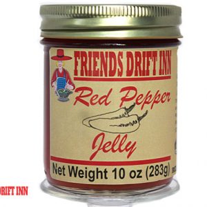 Jar of red pepper jelly by Friends Drift Inn