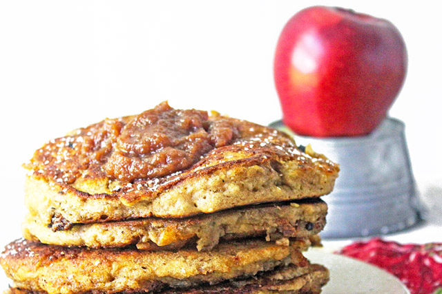 Apple butter pancakes stack