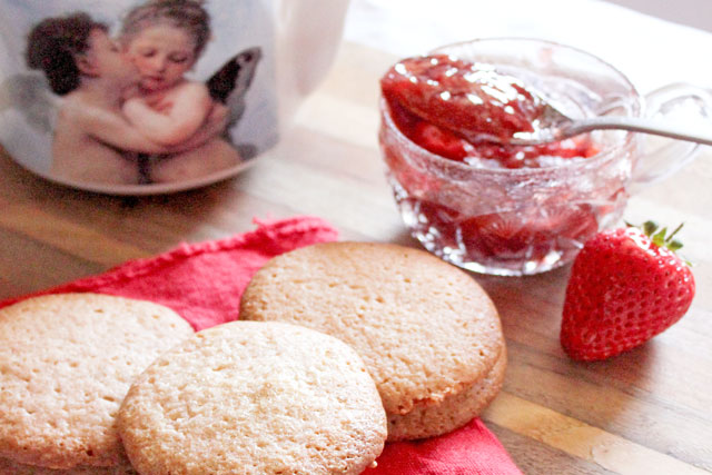 Strawberry Jam Sugar Cookies with Cupid Teapot for Valentines Day