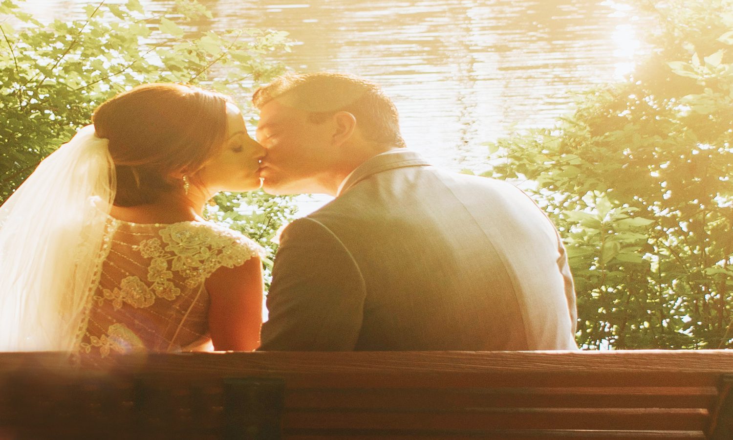 Is there anything more romatic than a loving bride and groom at an outdoor wedding?