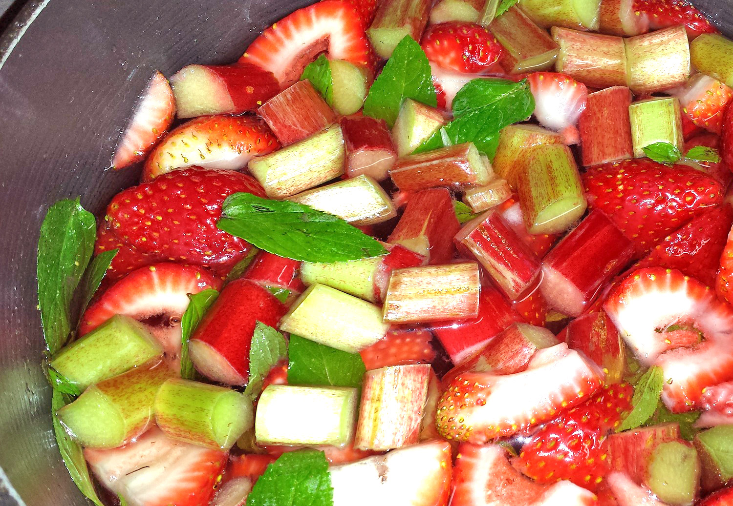 Strawberries and Diced Rhubarb