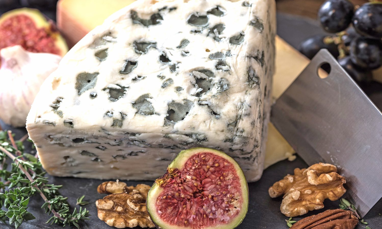 Wedge of cheese with fig for cheese tag items