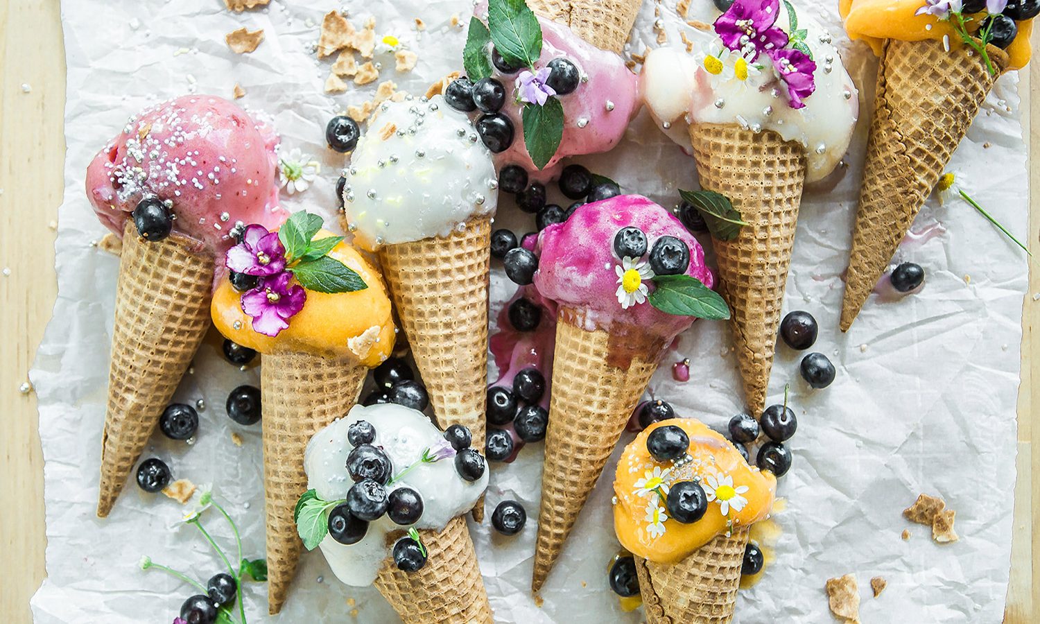 Ice cream cones - header for ice cream toppings