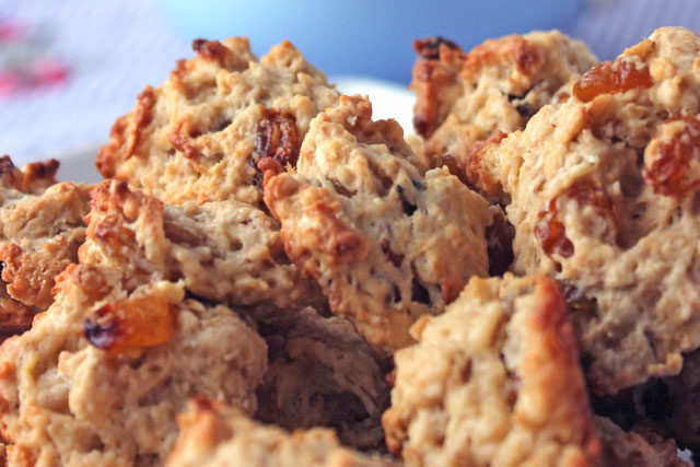 Oatmeal Raisin Cookies with bourbon soaked golden raisins